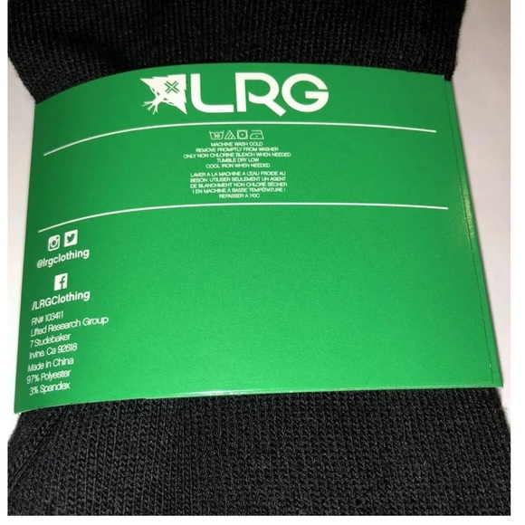 LRG Lifted Research Group Crew Socks 1 Pair Men 6.5-12 Black w/ Green Logo NEW! - Picture 4 of 10